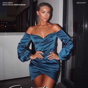 Meshki Alyssa Satin Blue Dress